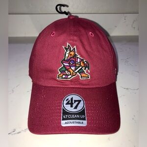 NEW Arizona Coyotes NHL Vtg Kachina Logo 47 Brand Clean Up Red Strapback Hat.